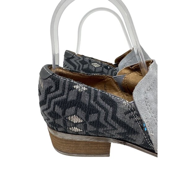 Toms Shaye  Womens Gray Suede & Black Patterned Slip-On Booties Low Heel Size 9W - Picture 2 of 12